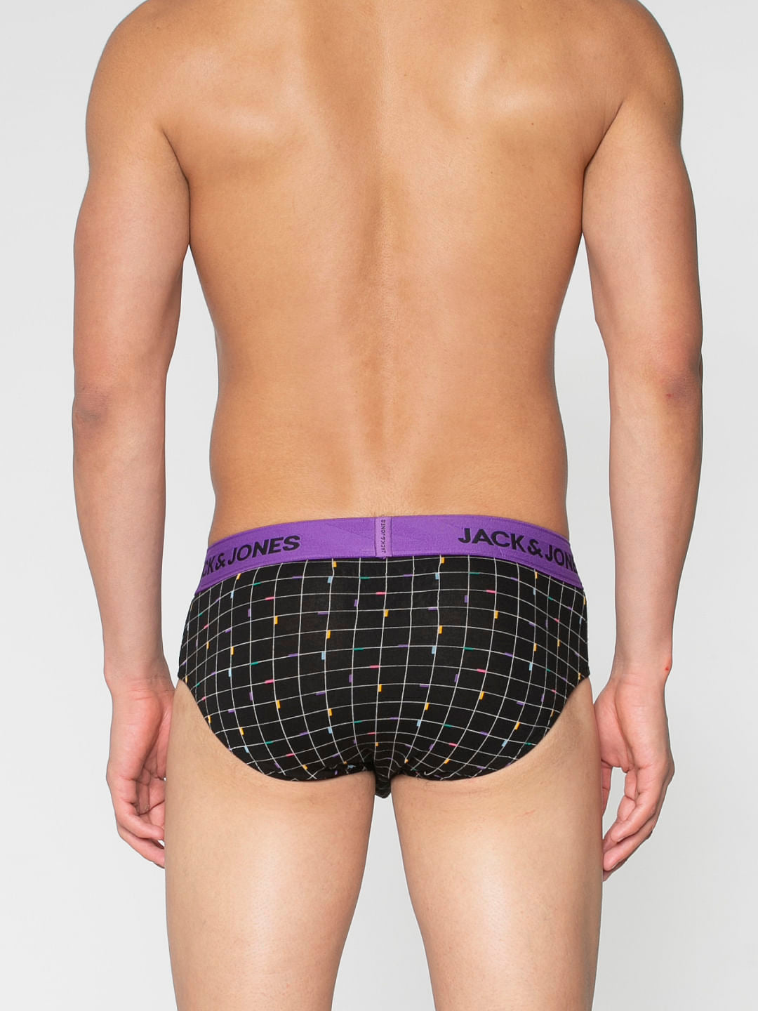 Black Square Checks Print Briefs