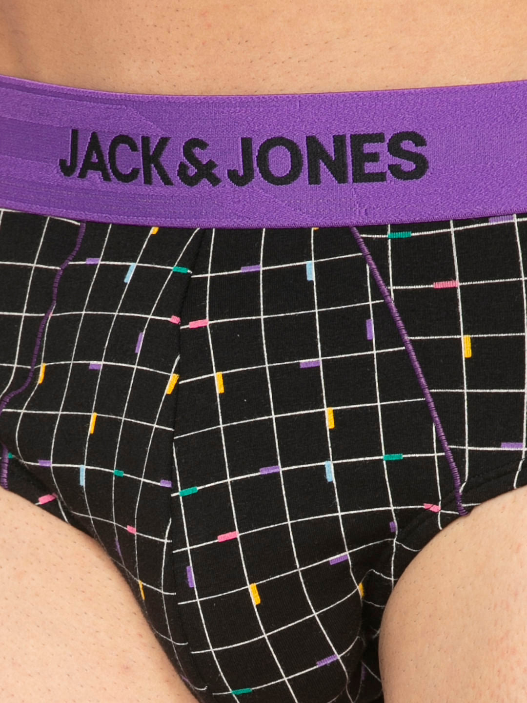 Black Square Checks Print Briefs