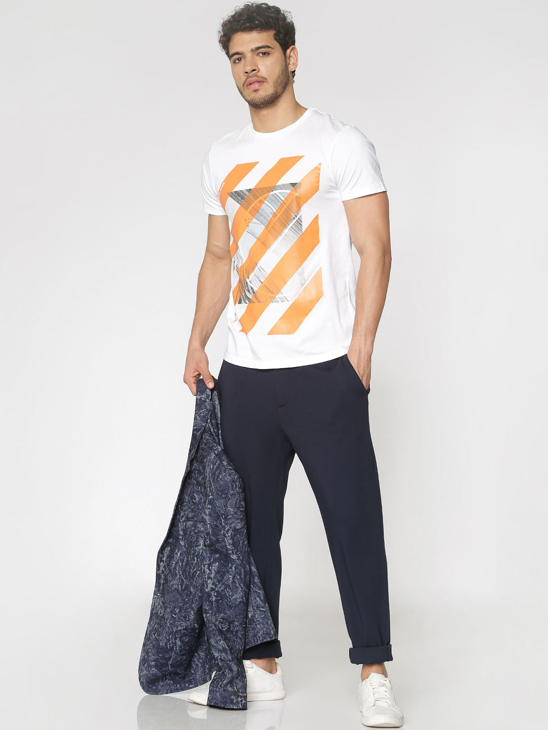 White Graphic Print Crew Neck T-Shirt