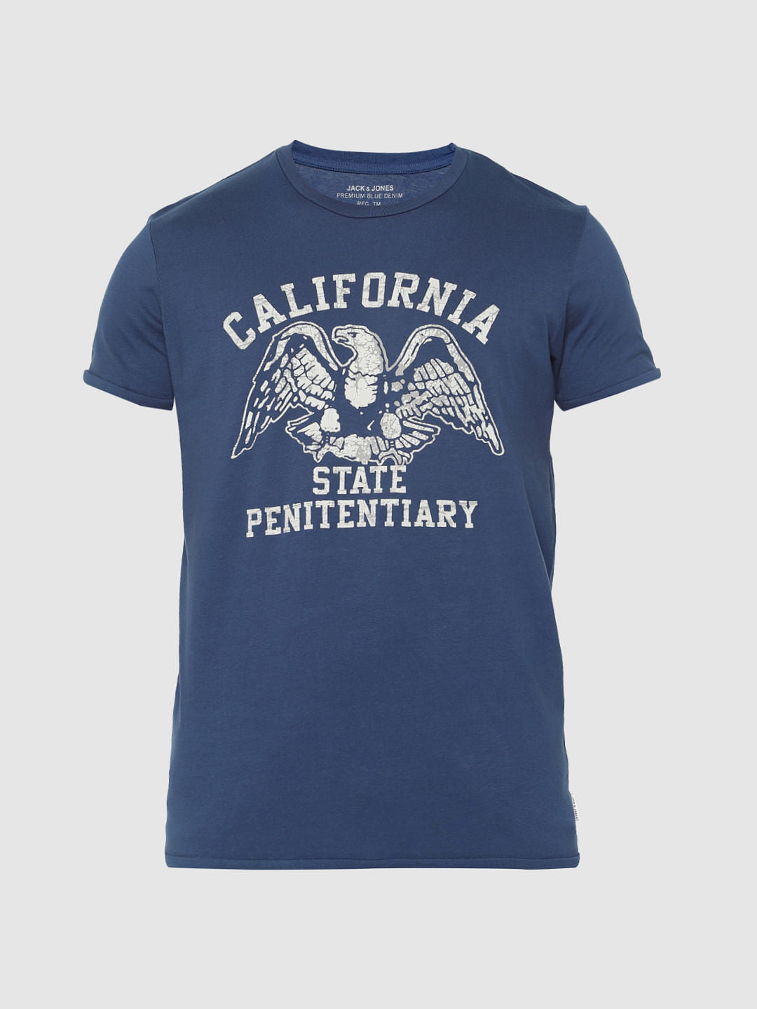 Blue Graphic Print Crew Neck T-Shirt