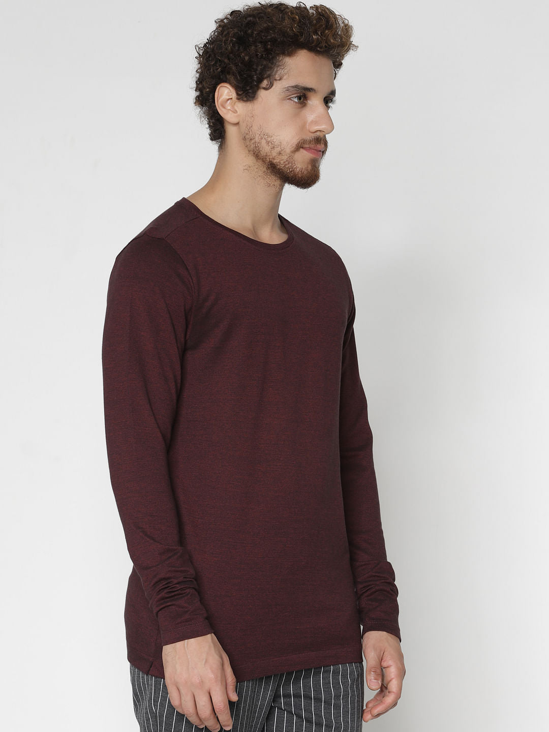 Red Full Sleeves Crew Neck T-Shirt