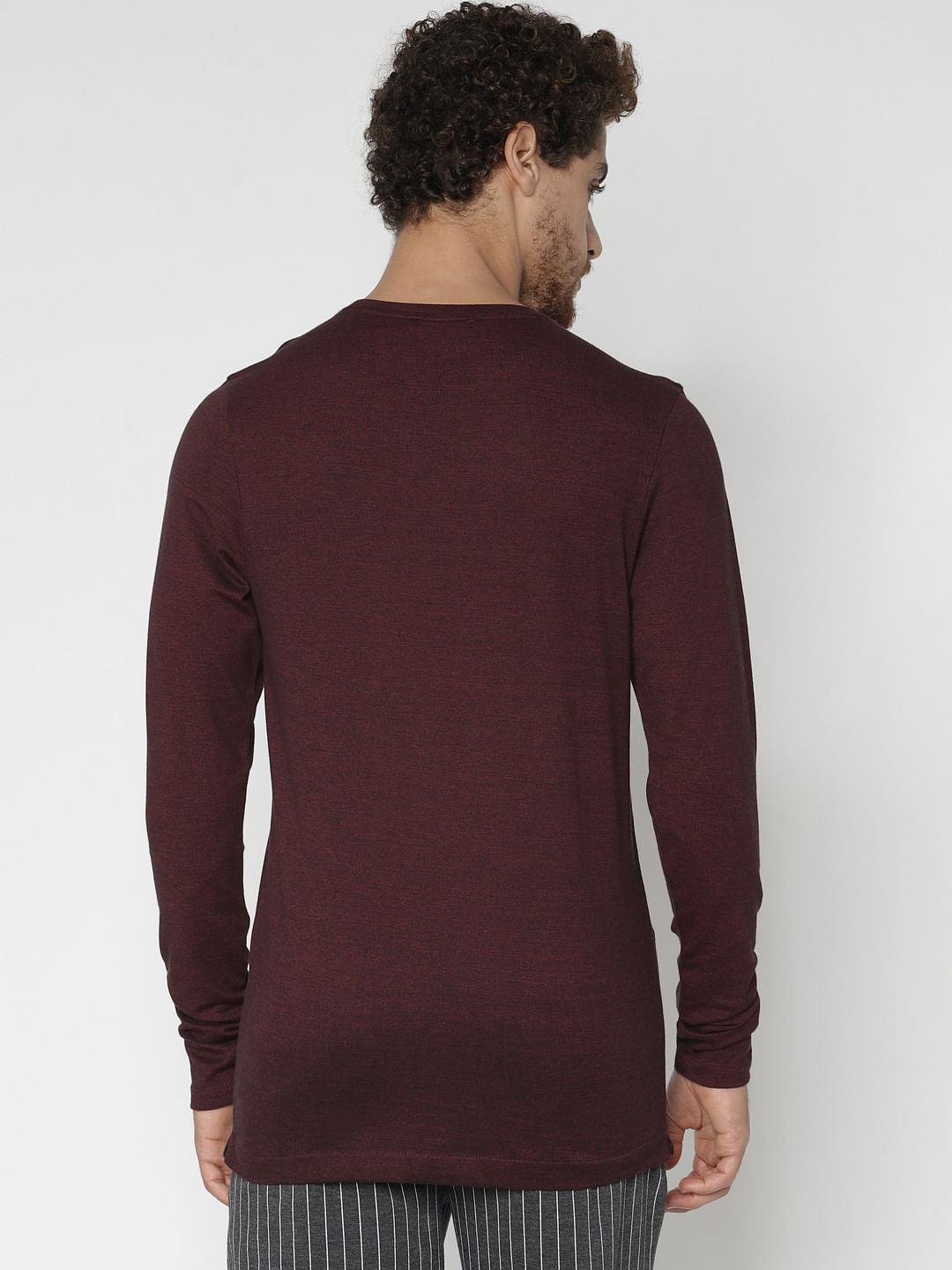 Red Full Sleeves Crew Neck T-Shirt