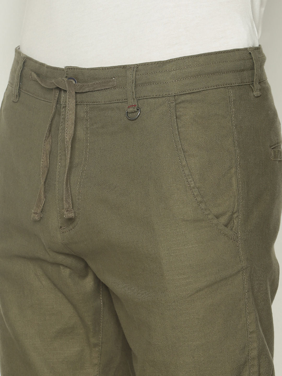Green Drawstring Chino Shorts