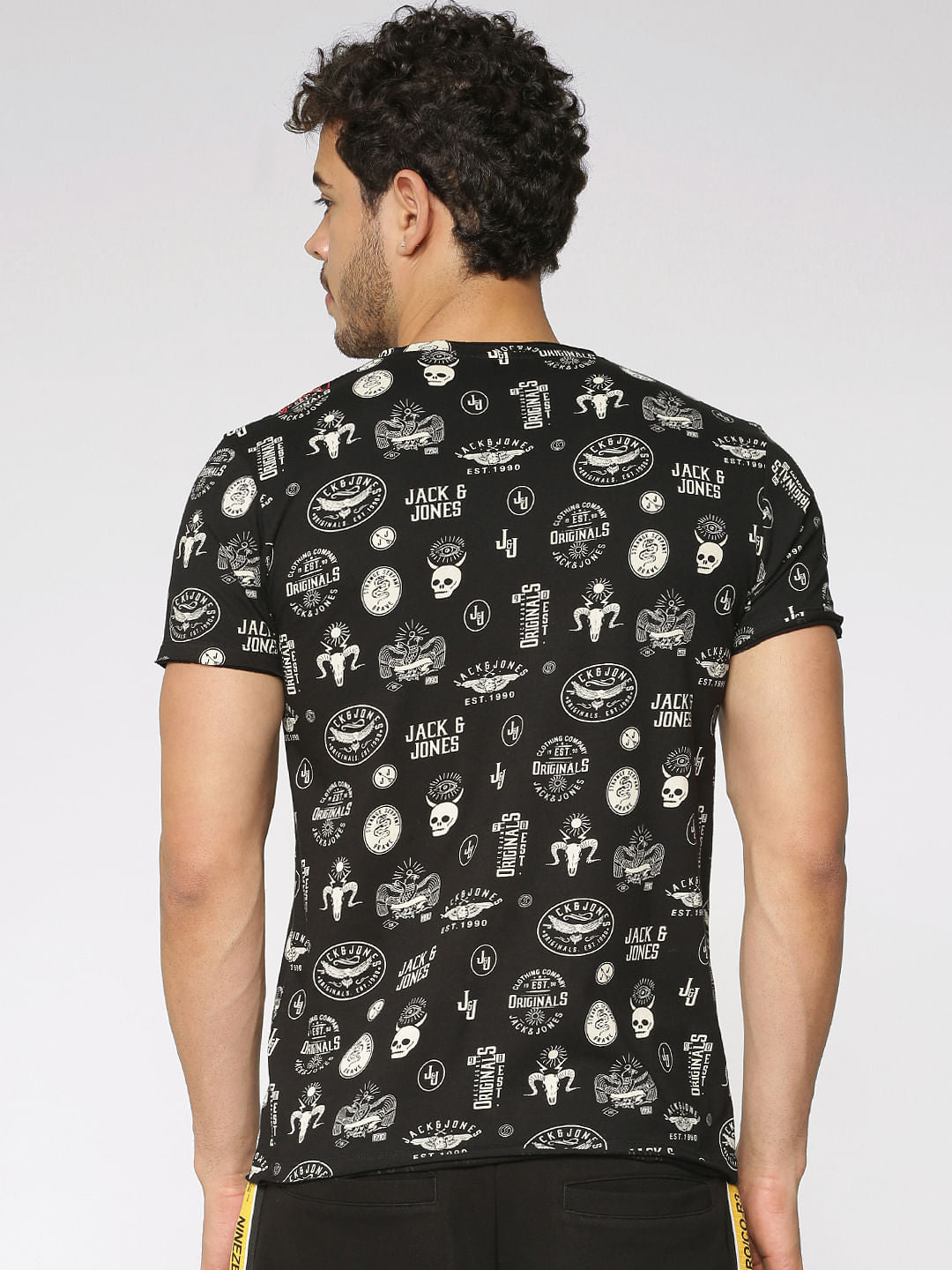 Black Printed Crew Neck T-Shirt