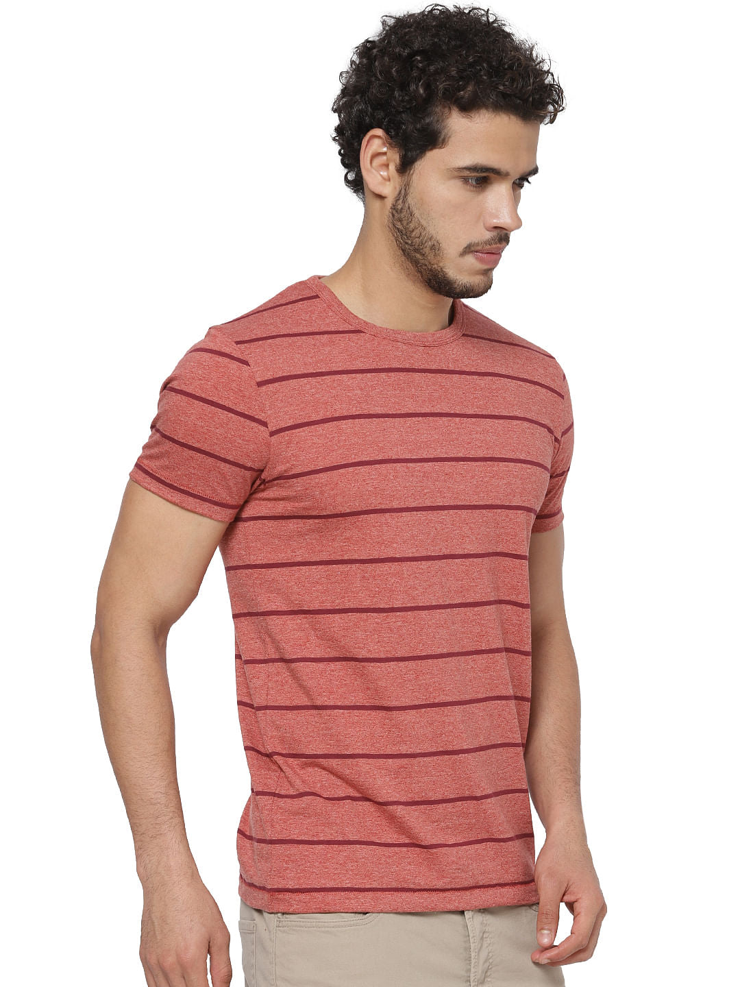 Red Striped Crew Neck T-shirt