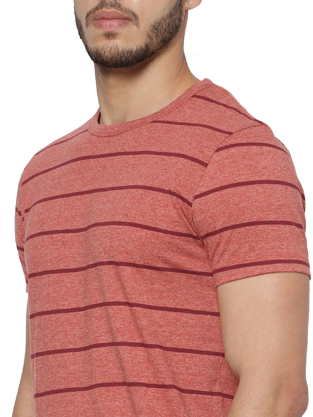 Red Striped Crew Neck T-shirt
