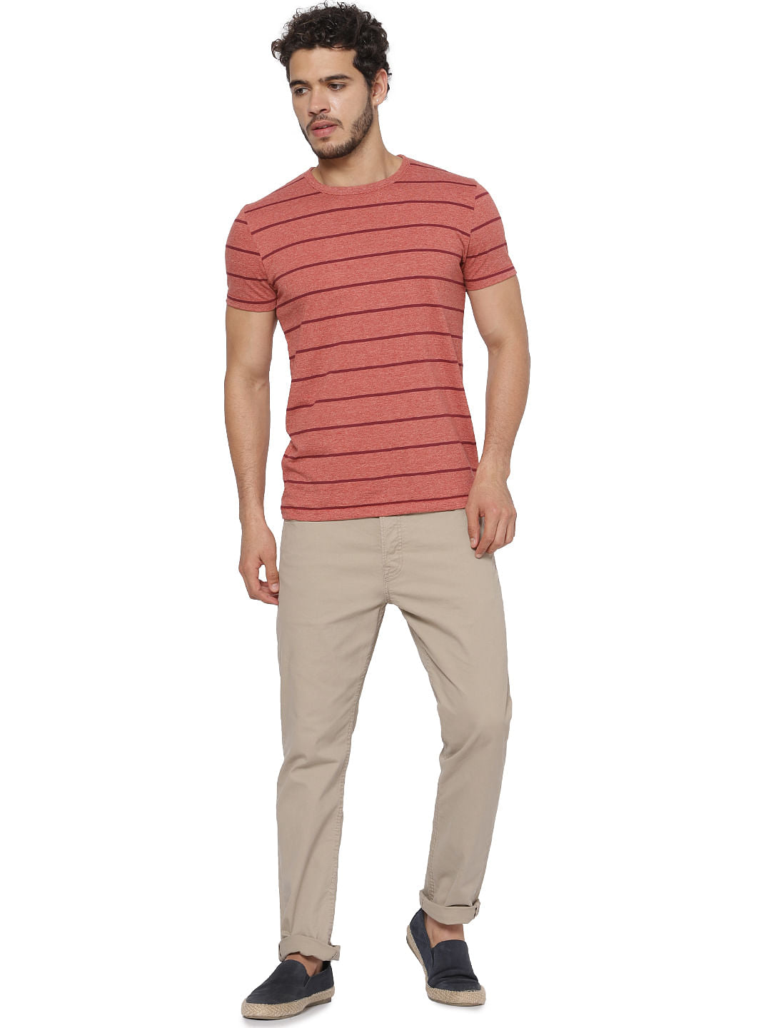 Red Striped Crew Neck T-shirt