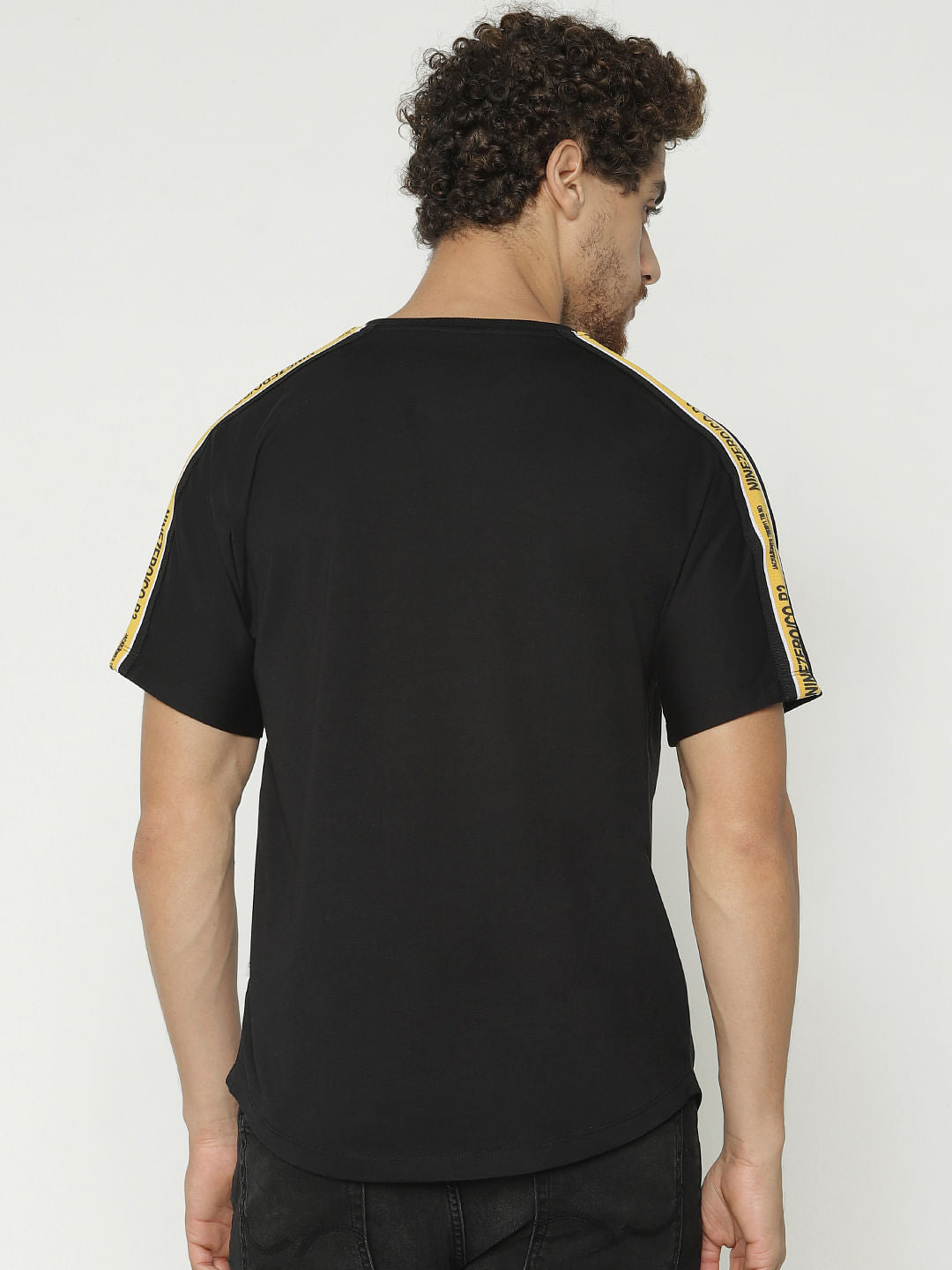 Black Tape Detail Crew Neck T-Shirt