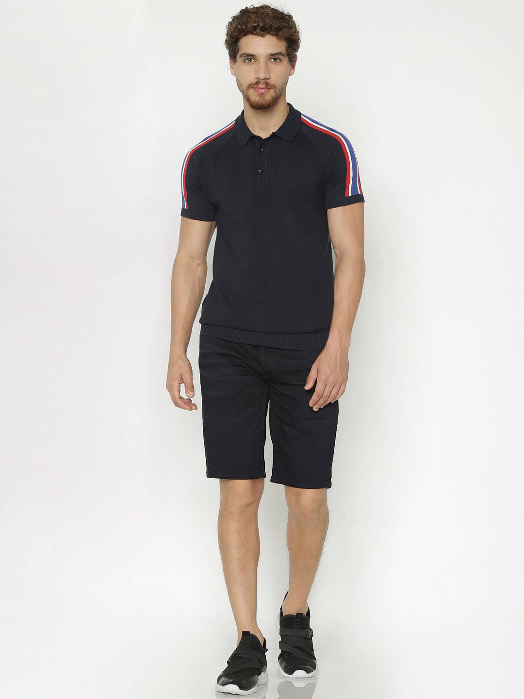 Navy Blue Polo Neck T-Shirt
