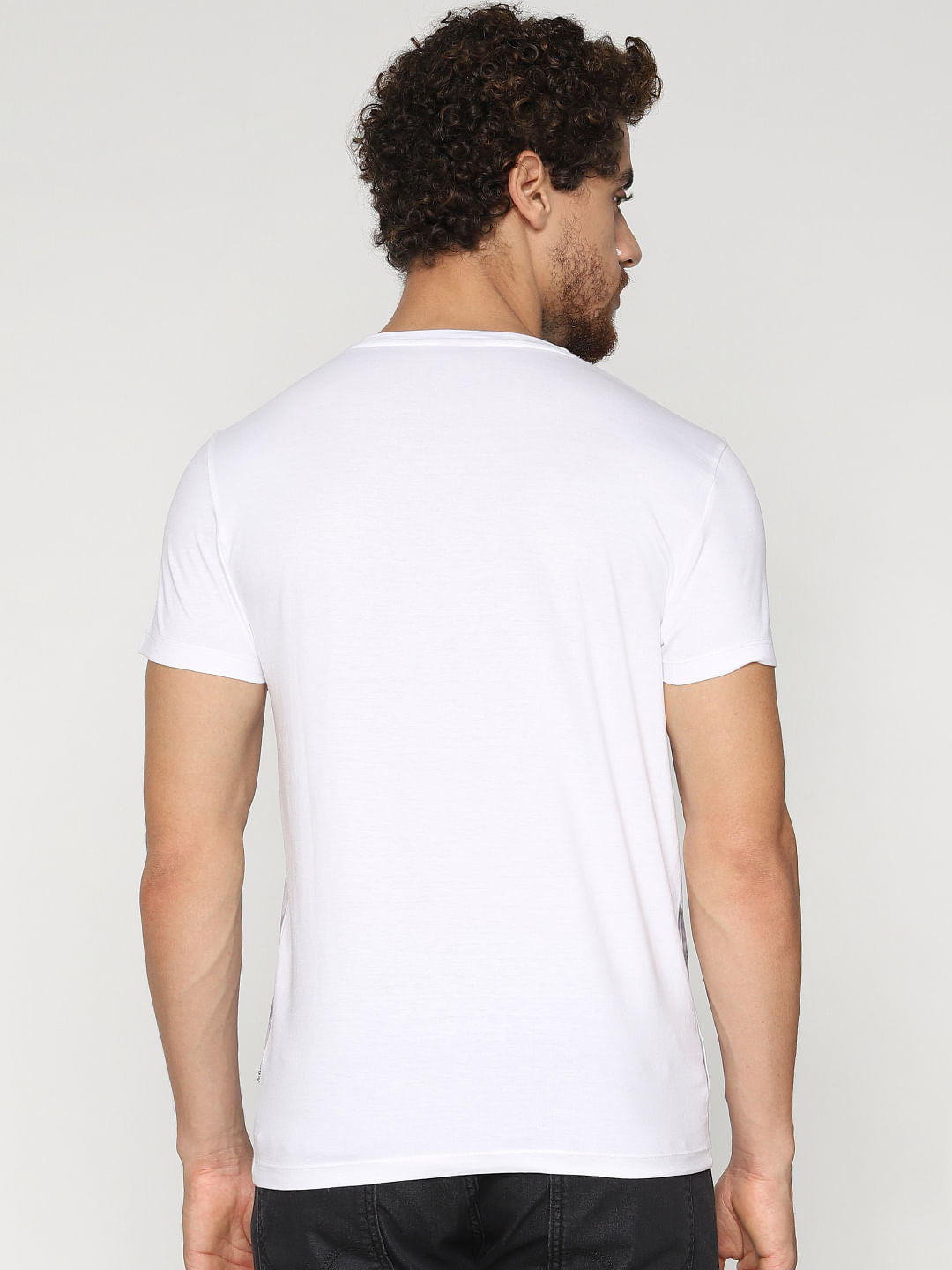 White All Over Print Crew Neck T-Shirt