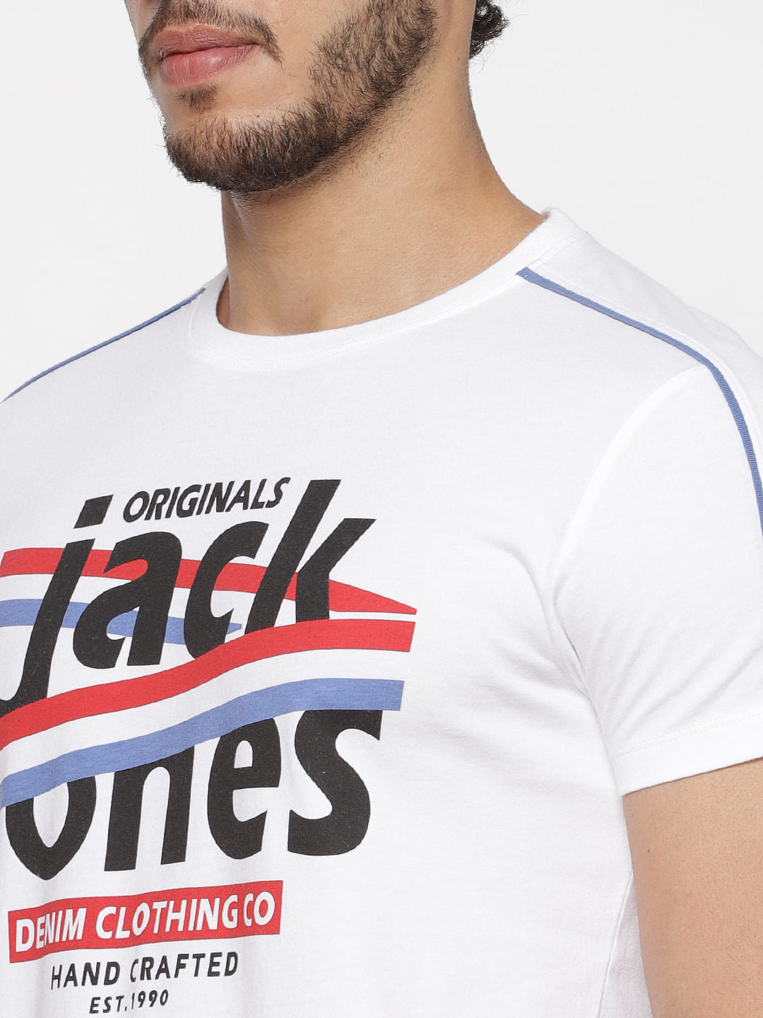 White Text Print Crew Neck T-Shirt
