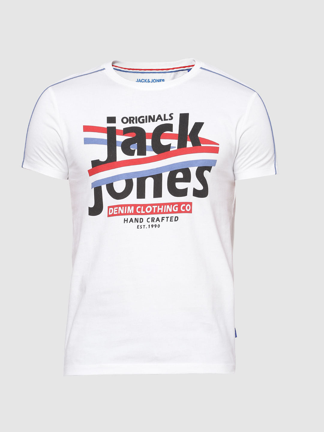 White Text Print Crew Neck T-Shirt
