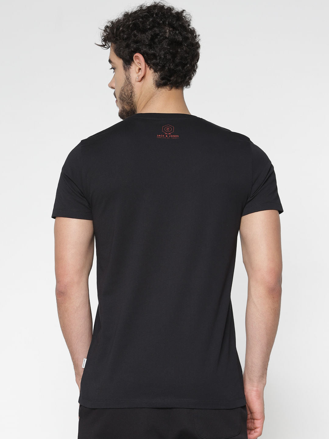 Black Printed Crew Neck T-Shirt