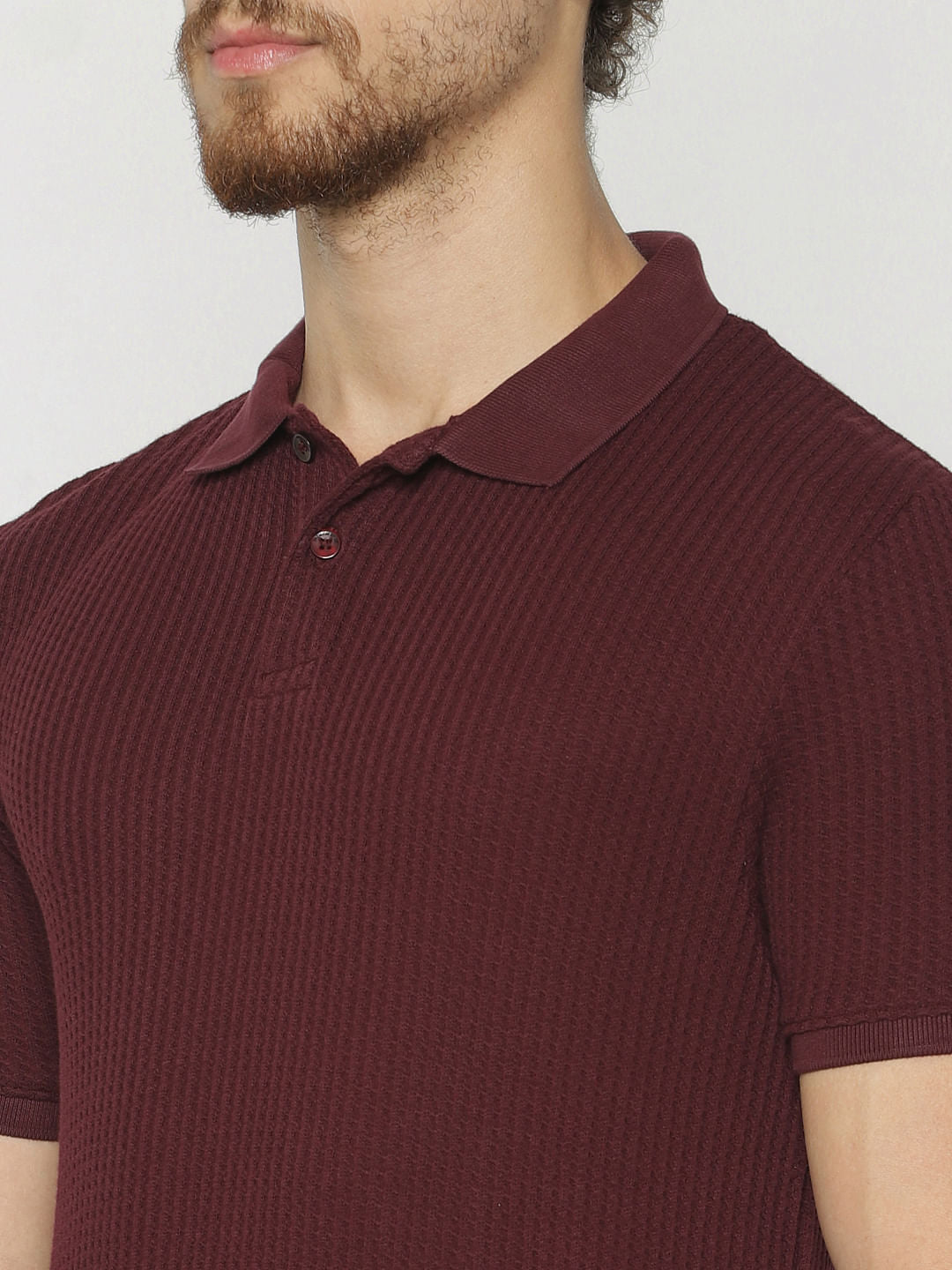 Burgundy Polo Neck T-Shirt