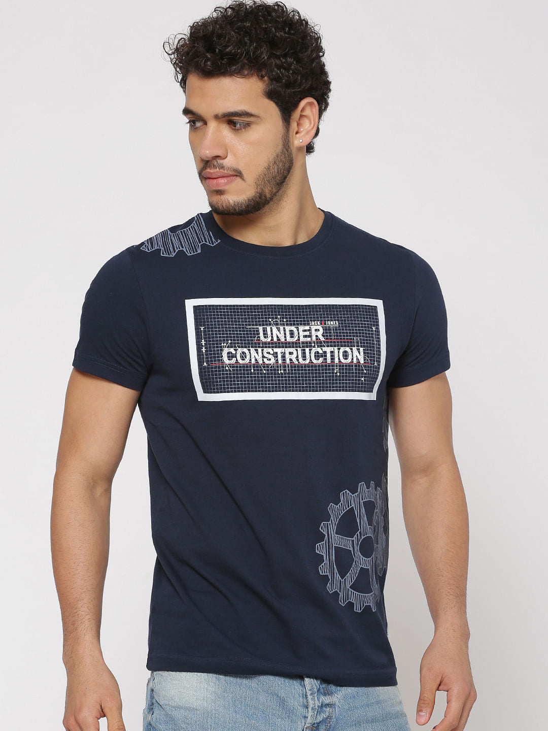 Blue Graphic Print Crew Neck T-Shirt
