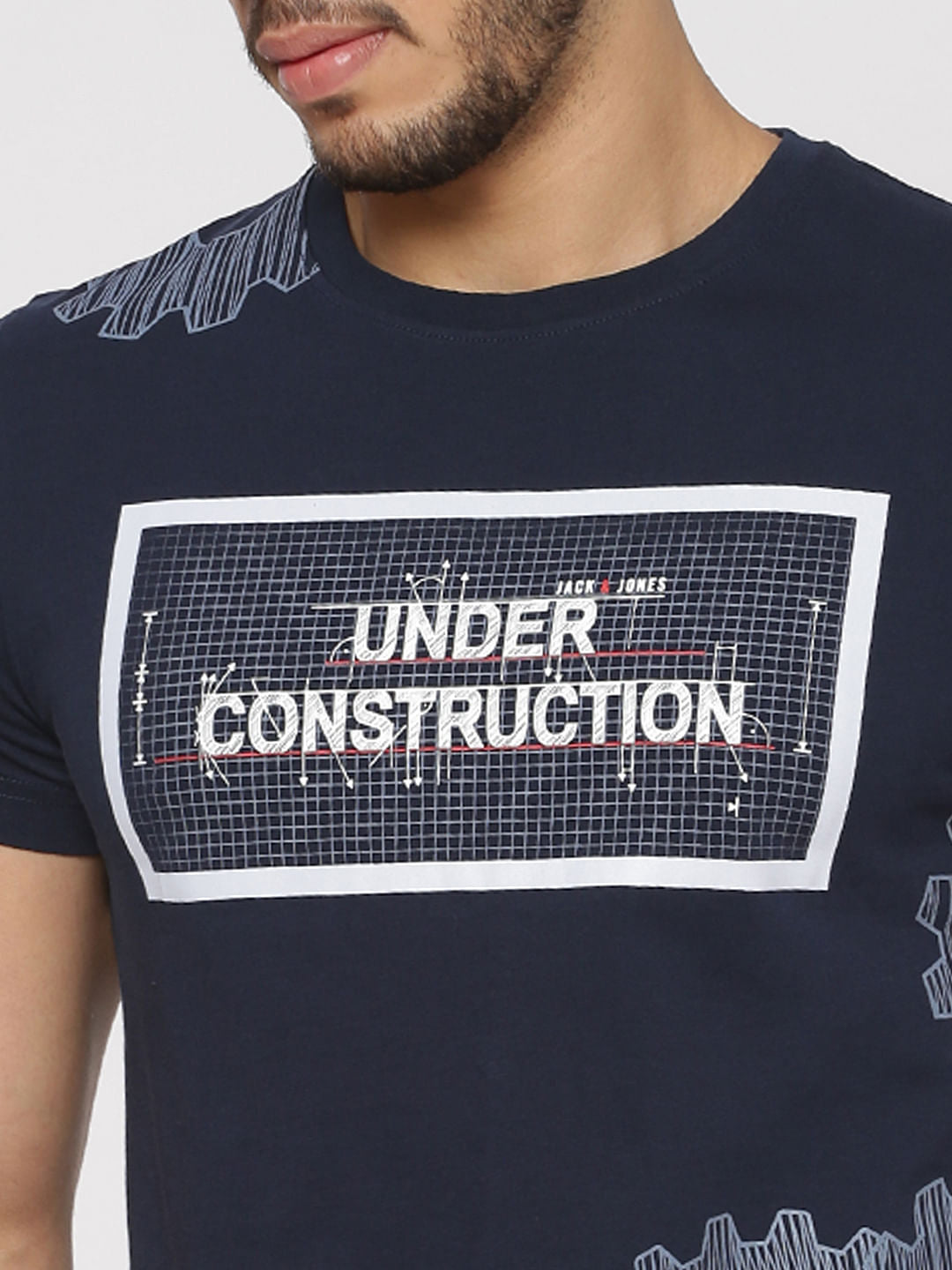 Blue Graphic Print Crew Neck T-Shirt