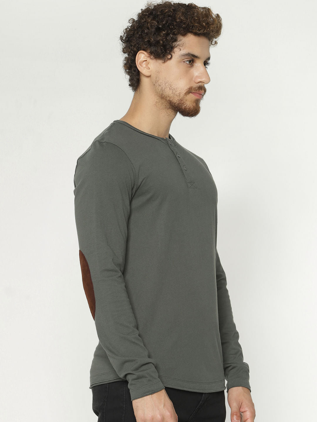 Green Back Graphic Print Henley T-Shirt