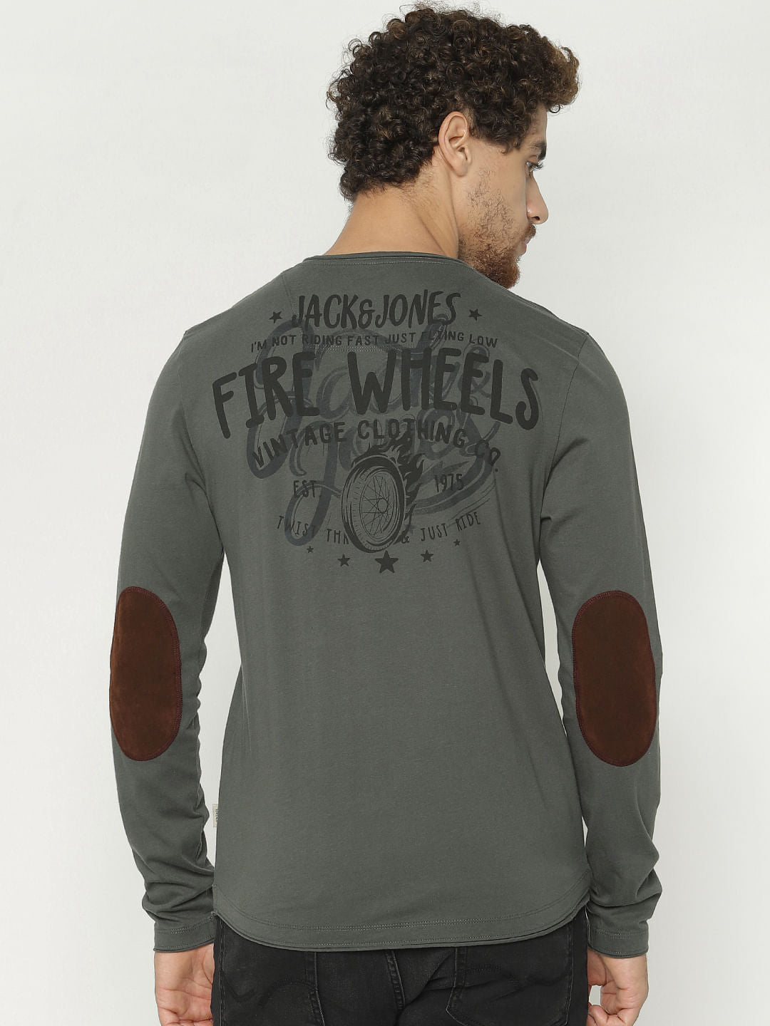 Green Back Graphic Print Henley T-Shirt