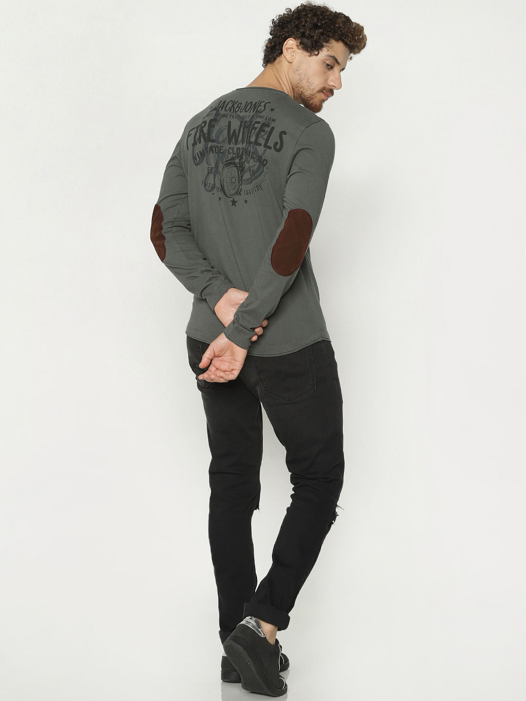 Green Back Graphic Print Henley T-Shirt