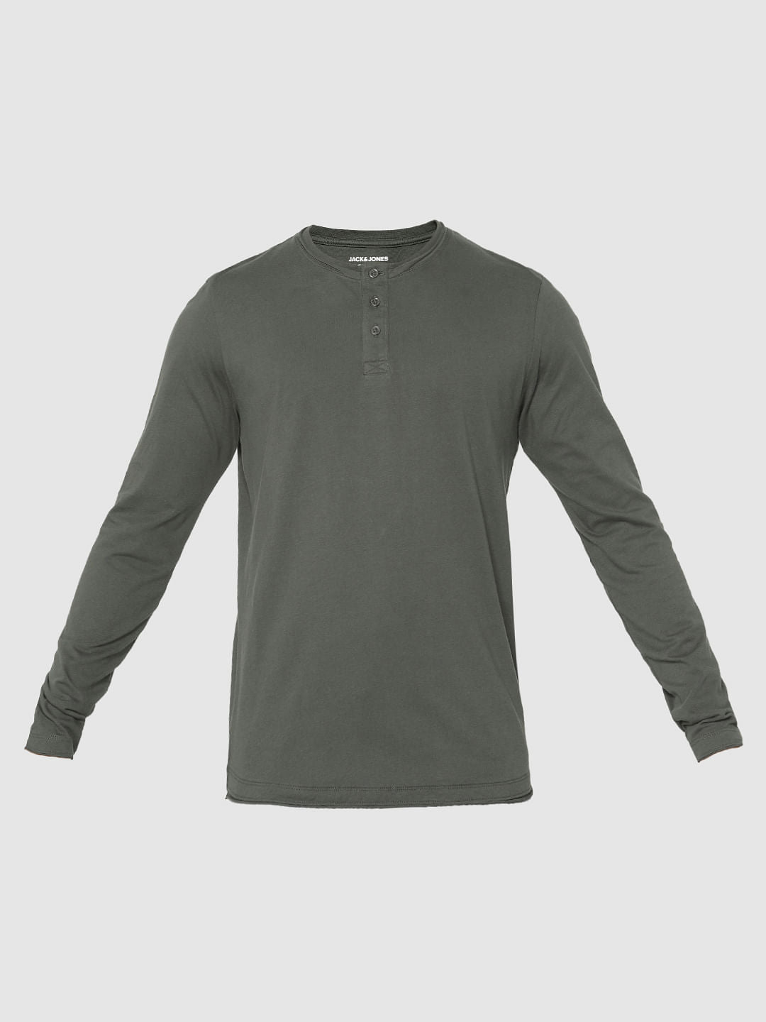 Green Back Graphic Print Henley T-Shirt