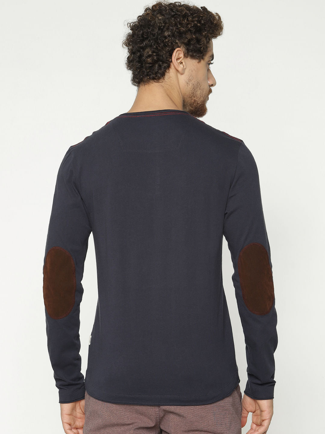 Blue Graphic Print Henley T-Shirt