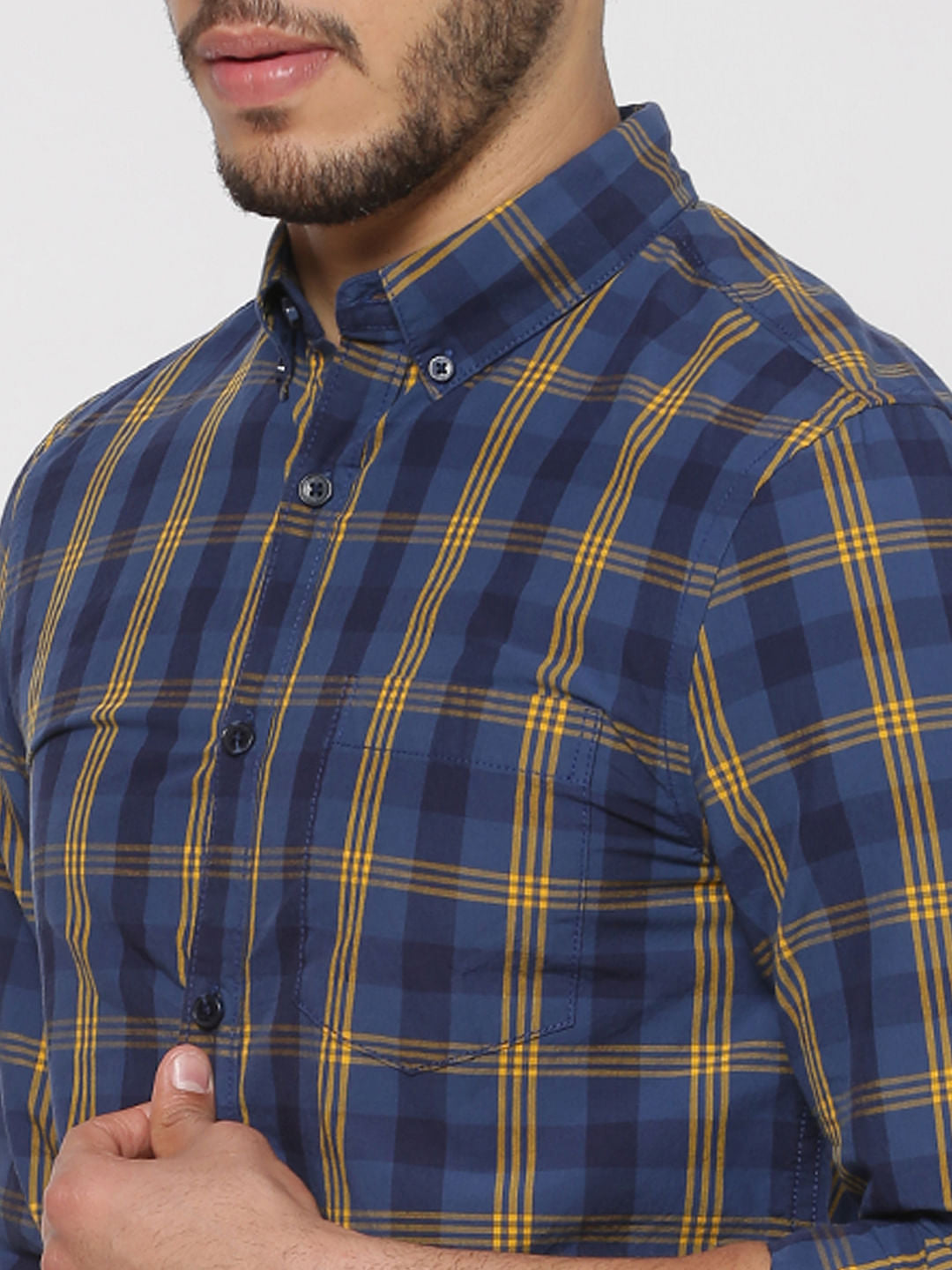 Blue Checks Slim Fit Full Sleeves Shirt