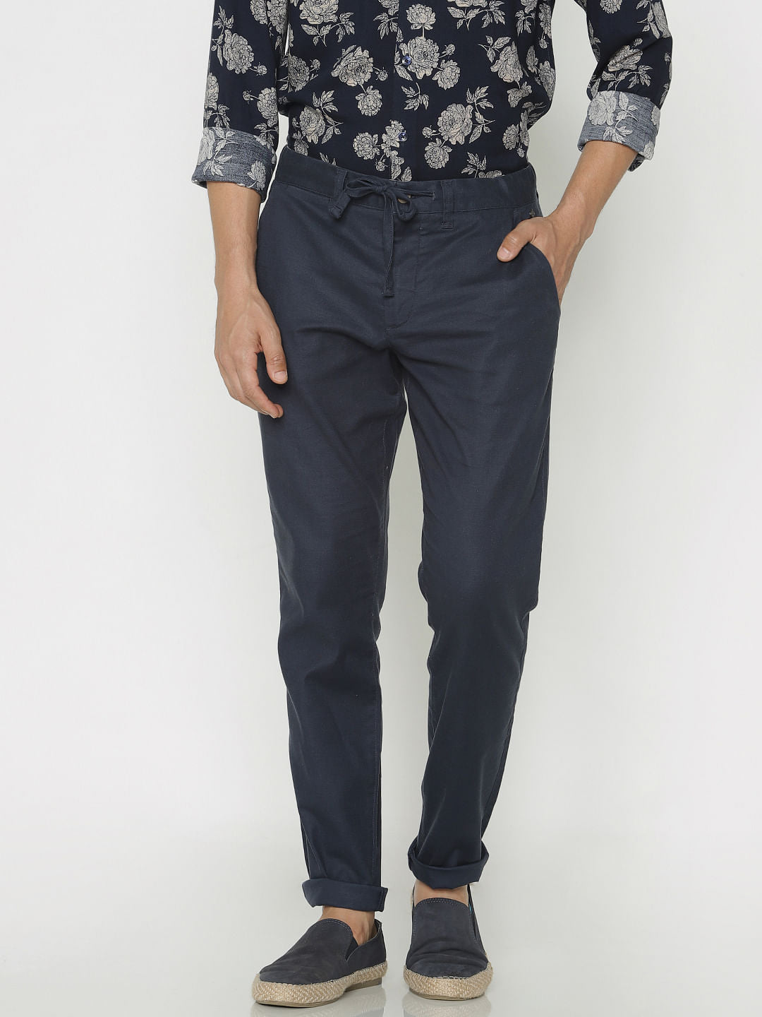 Navy Blue Slim Fit Pants