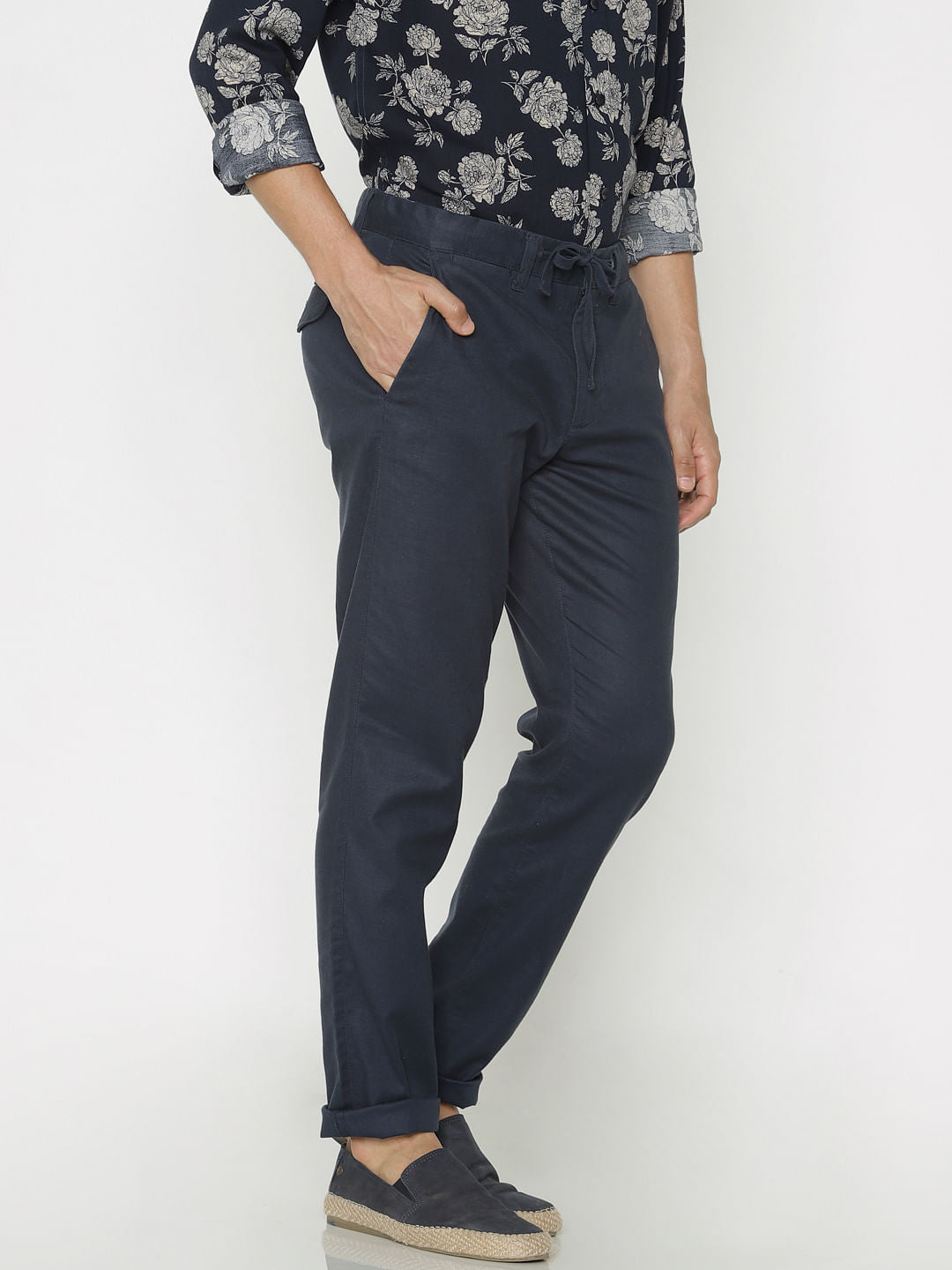 Navy Blue Slim Fit Pants