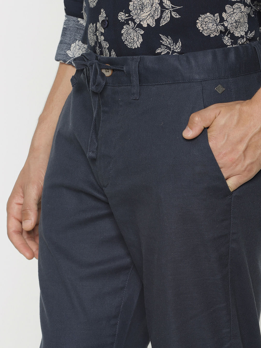 Navy Blue Slim Fit Pants