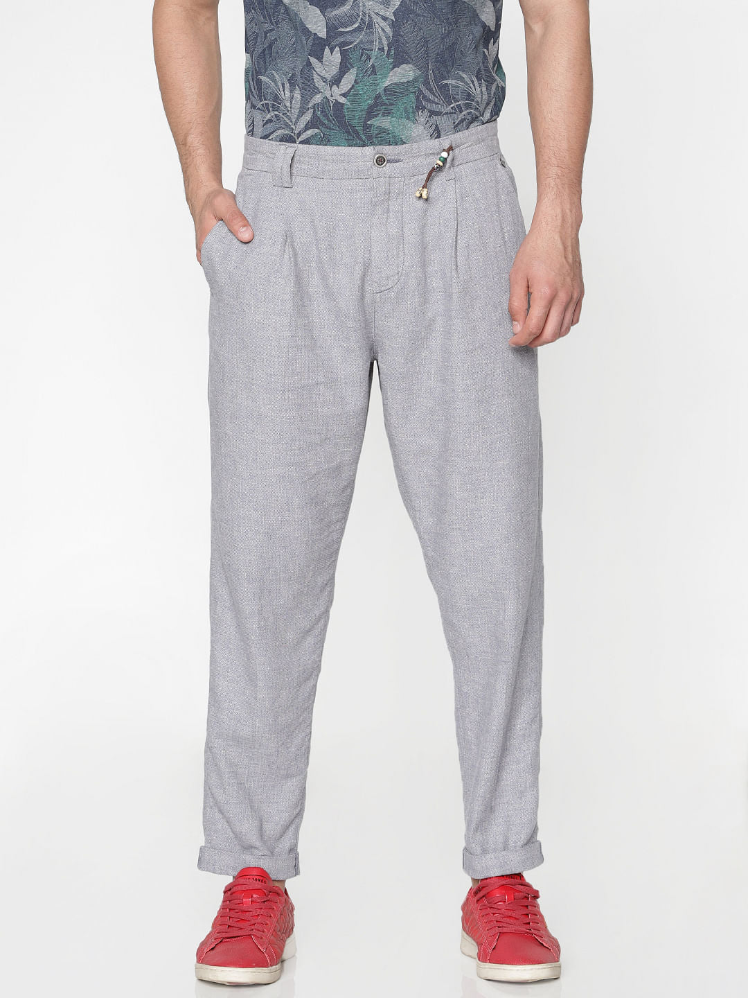 Grey Regular Fit Pants