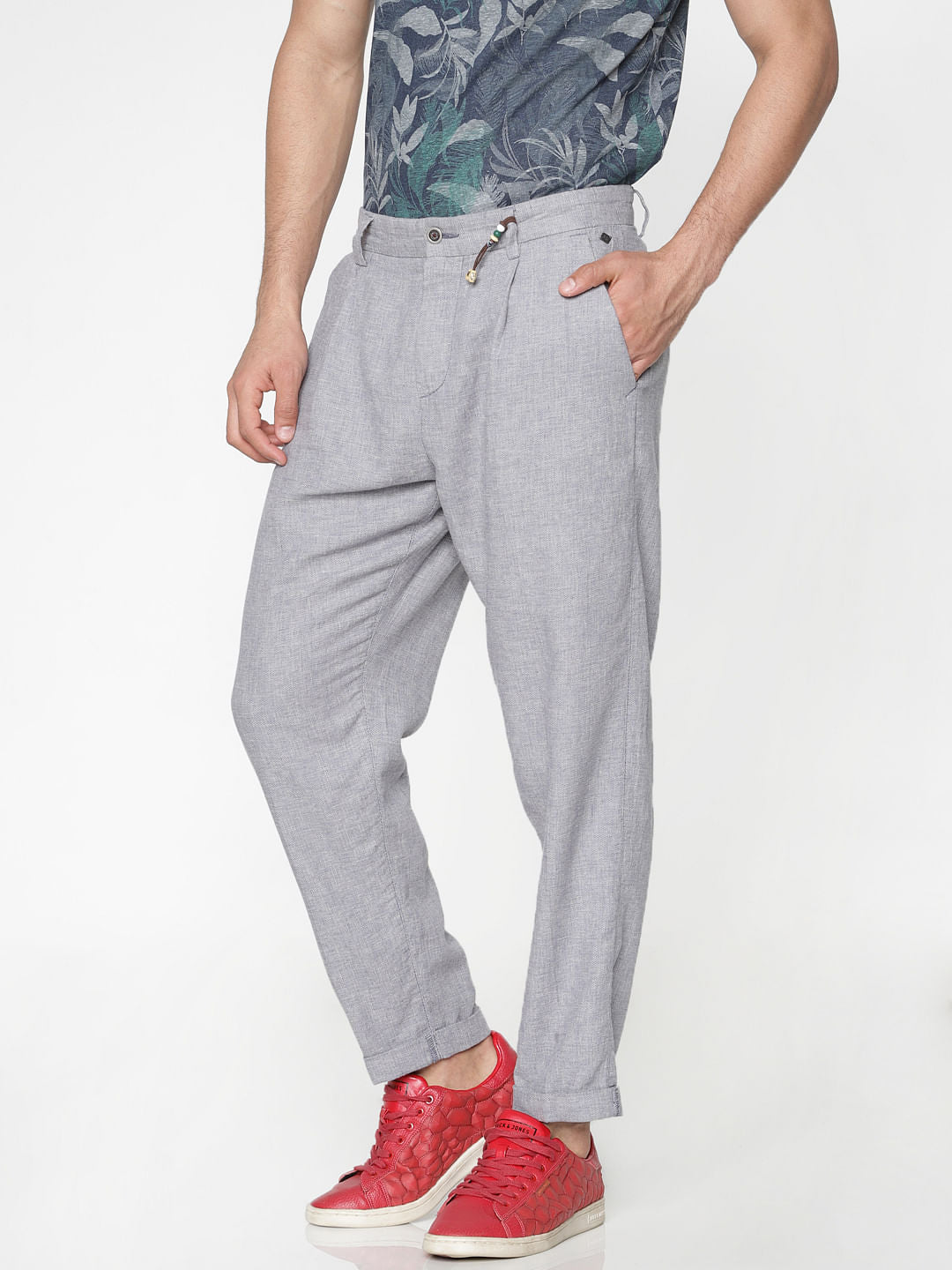 Grey Regular Fit Pants