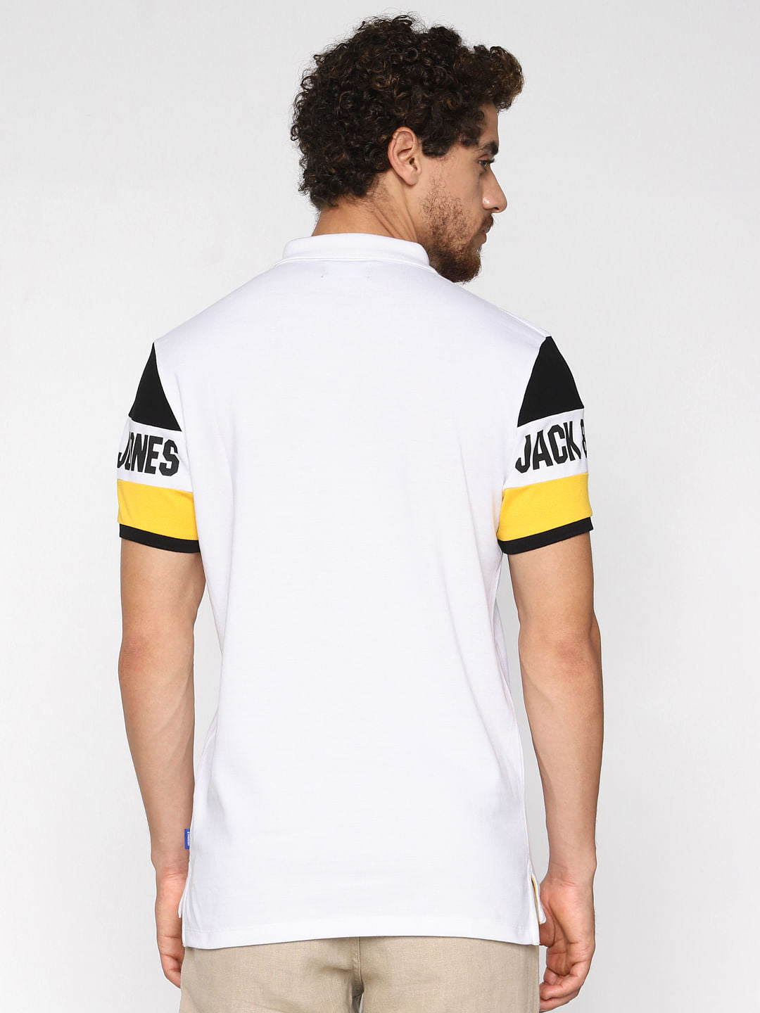 White Printed Polo Neck T-Shirt