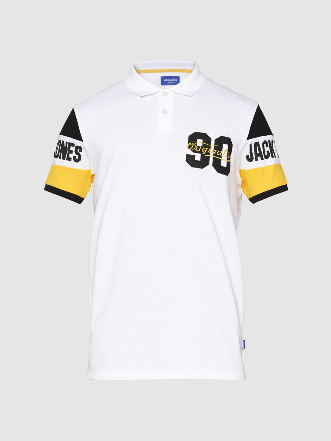 White Printed Polo Neck T-Shirt