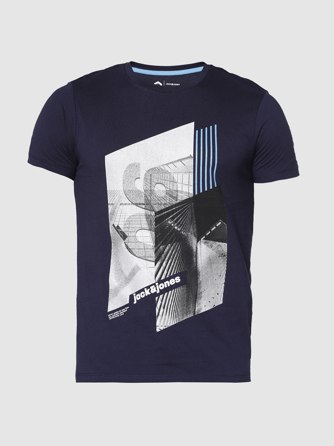 Blue Graphic Print Crew Neck T-Shirt