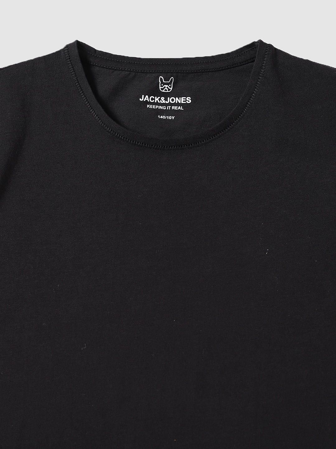 Boys Black Slim Fit V Neck T-Shirt