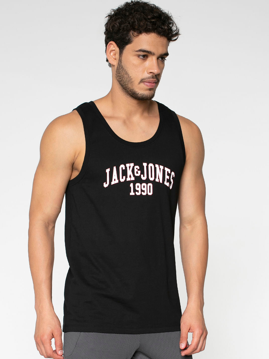 Black Text Print Vest