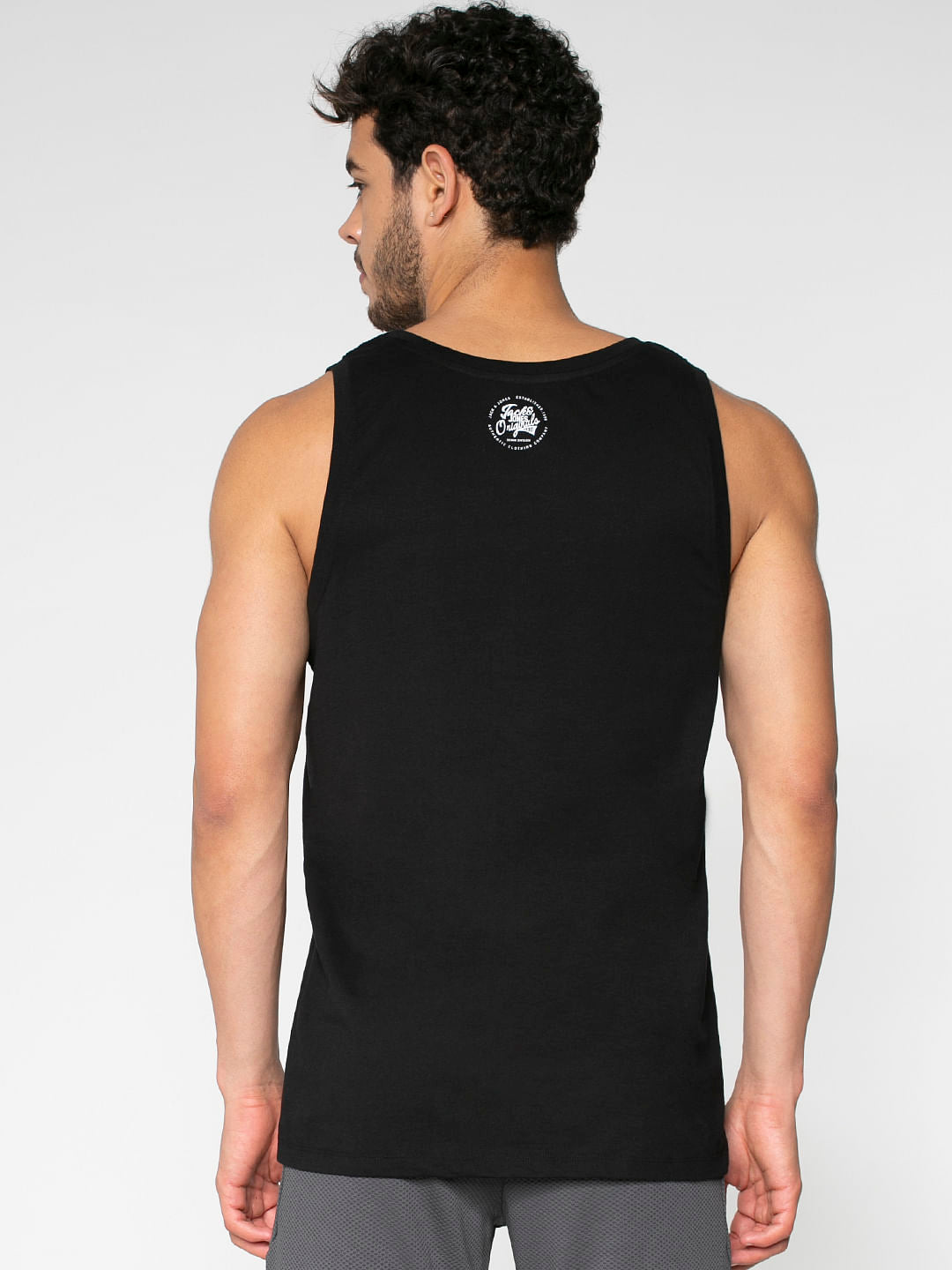 Black Text Print Vest
