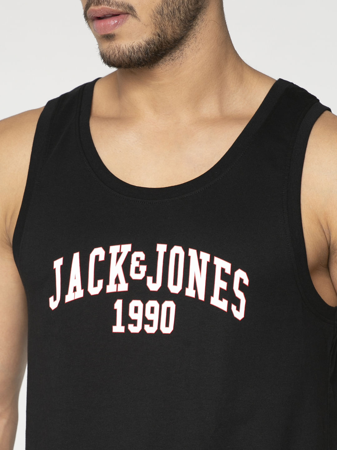 Black Text Print Vest