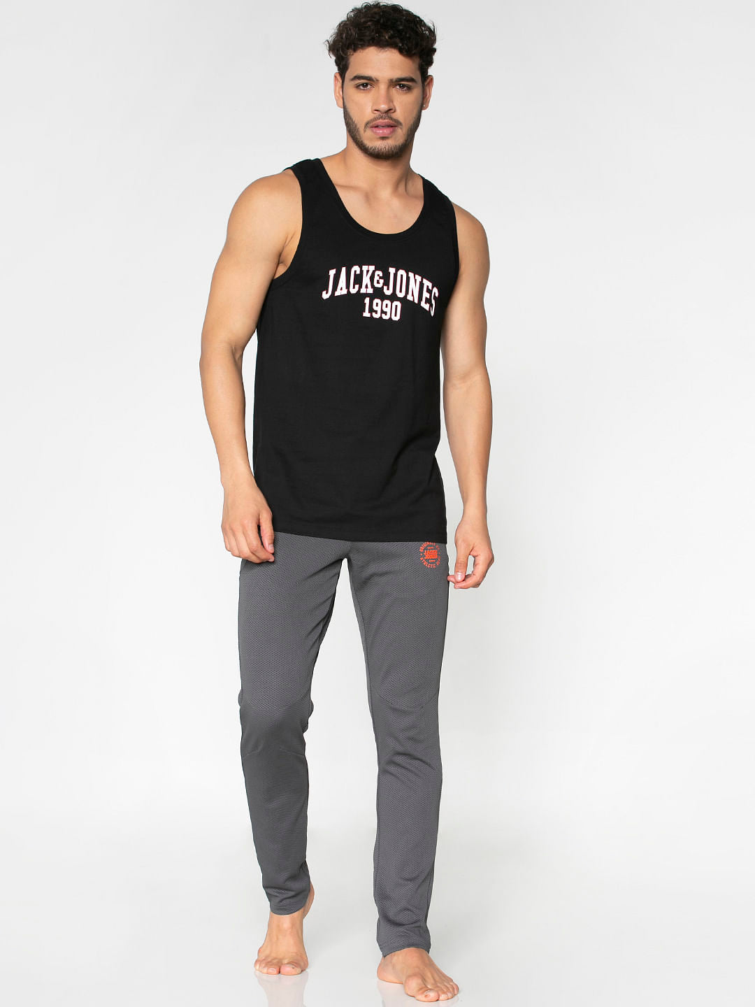 Black Text Print Vest