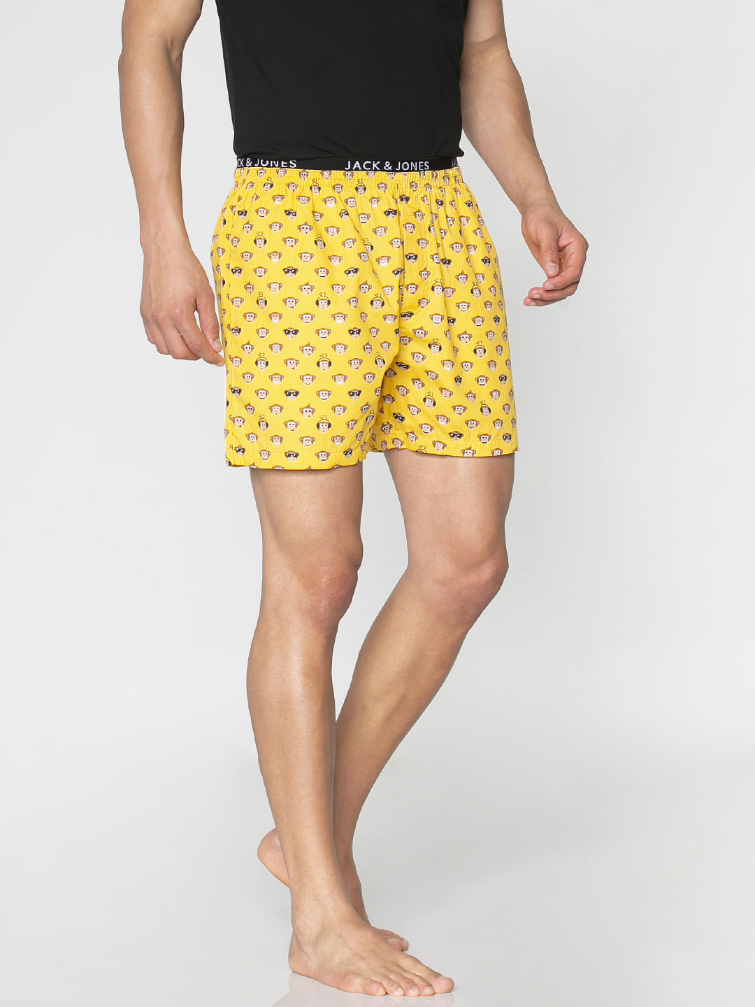Yellow All Over Monkey Graphic Print Boxers