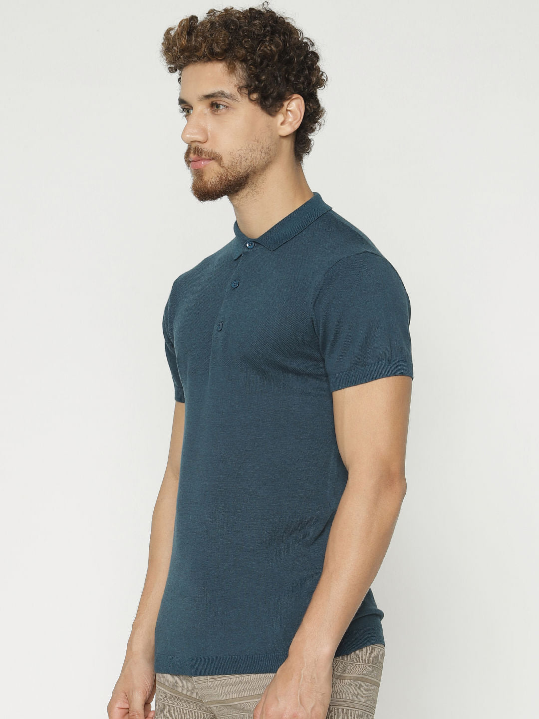 Teal Polo Neck T-Shirt