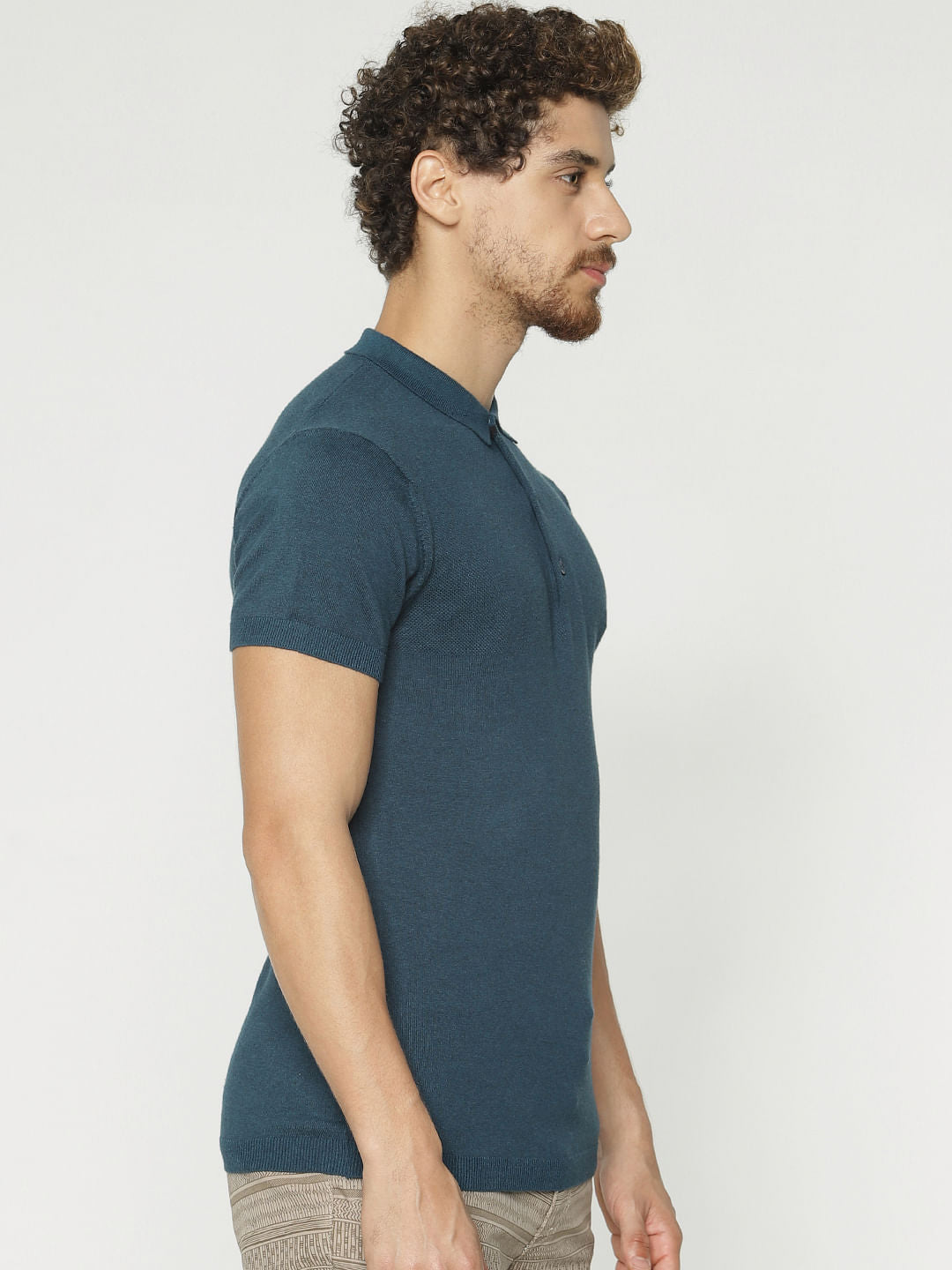 Teal Polo Neck T-Shirt