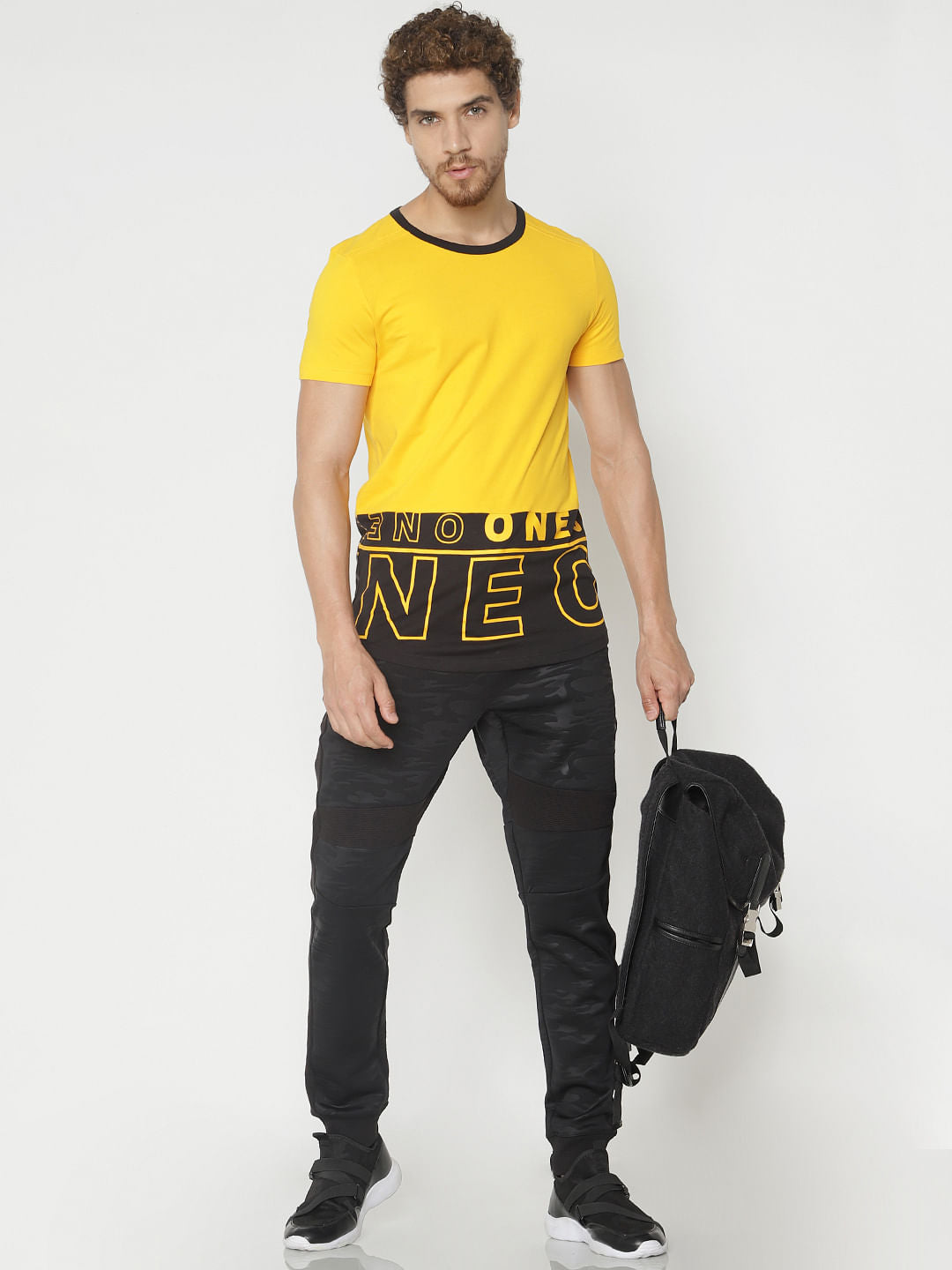 Black Camo Print Drawstring Sweatpants