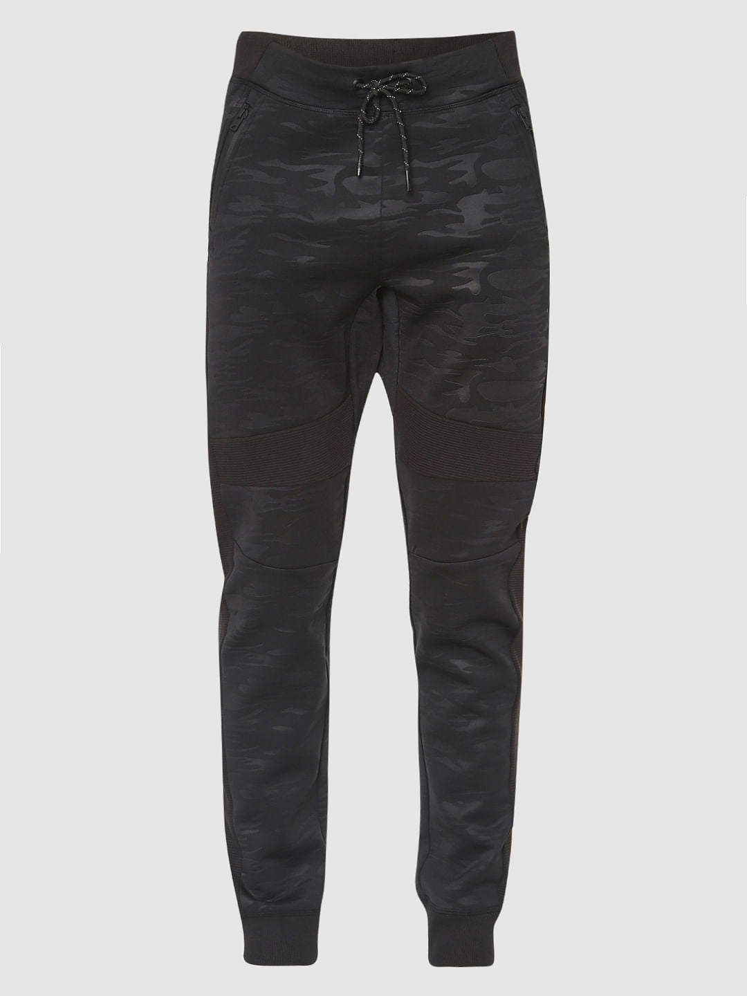 Black Camo Print Drawstring Sweatpants