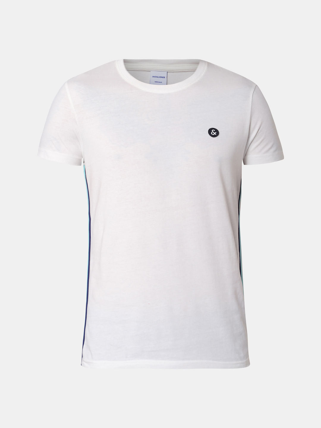 White Tape Detail Crew Neck T-Shirt