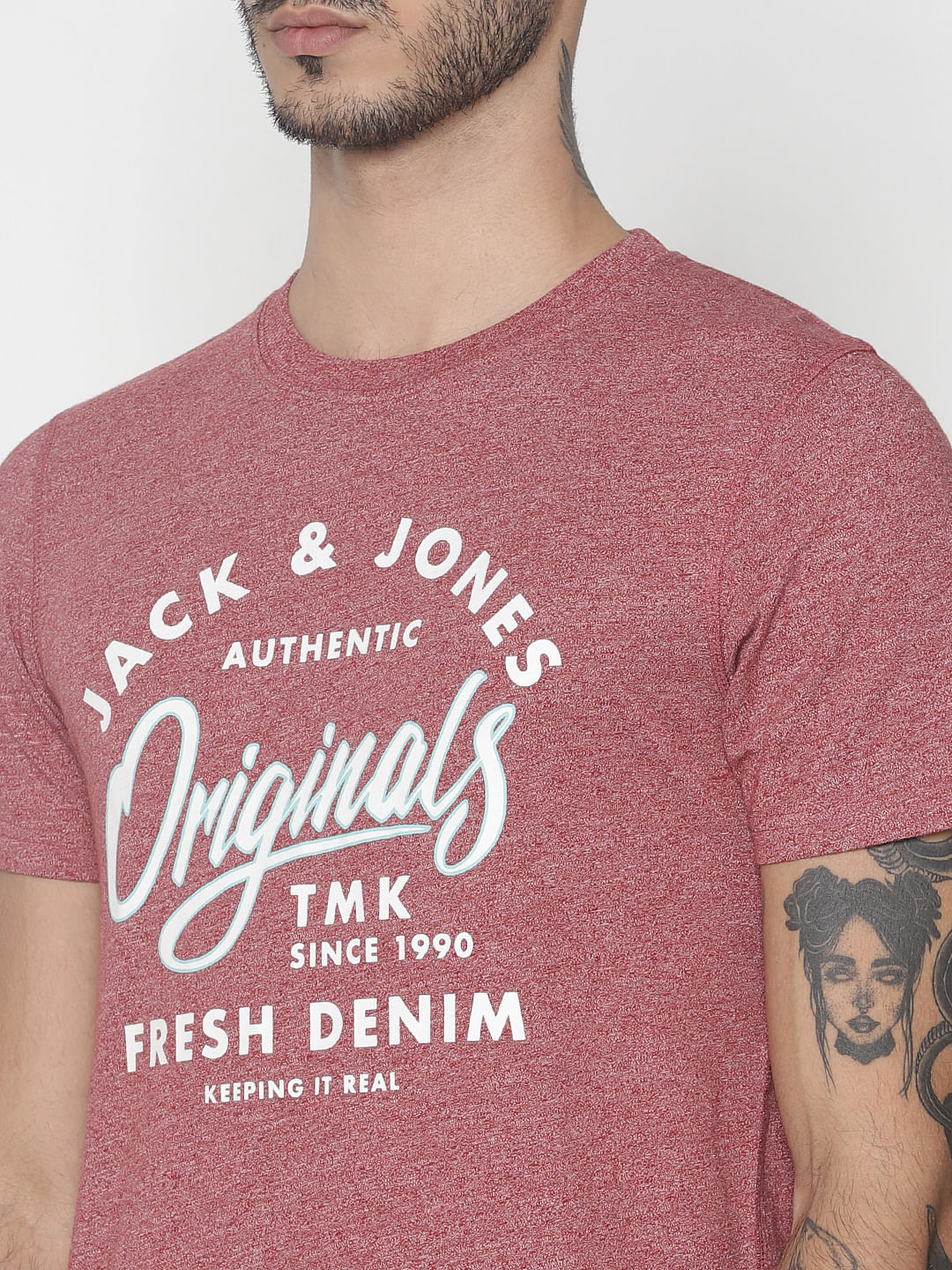 Red Logo Print Crew Neck T-Shirt