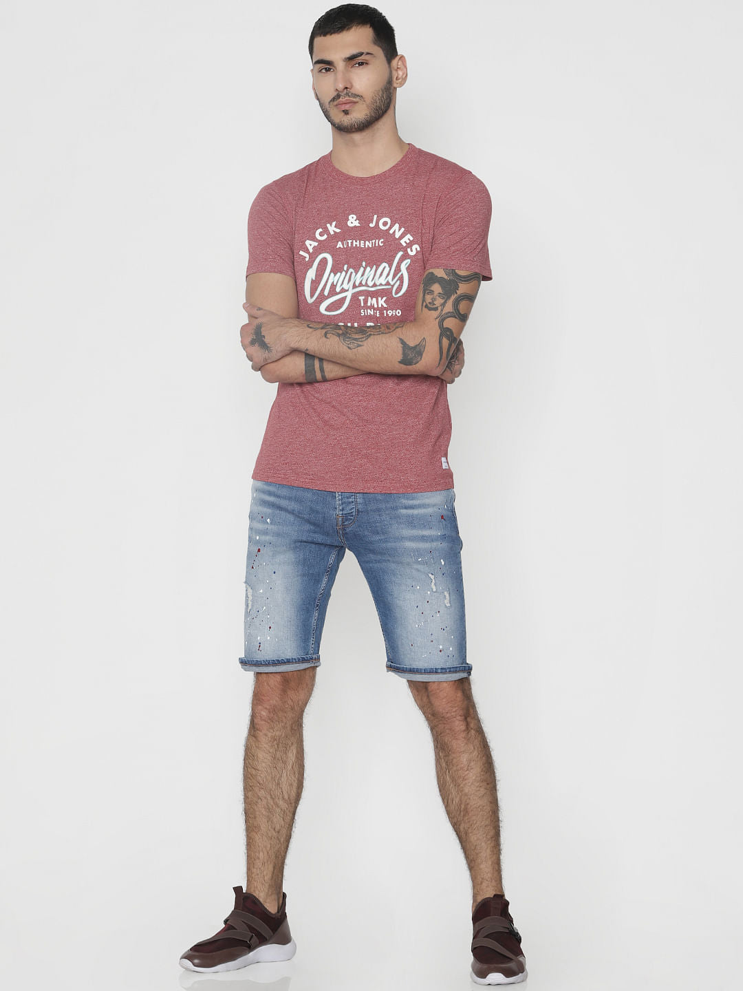 Red Logo Print Crew Neck T-Shirt
