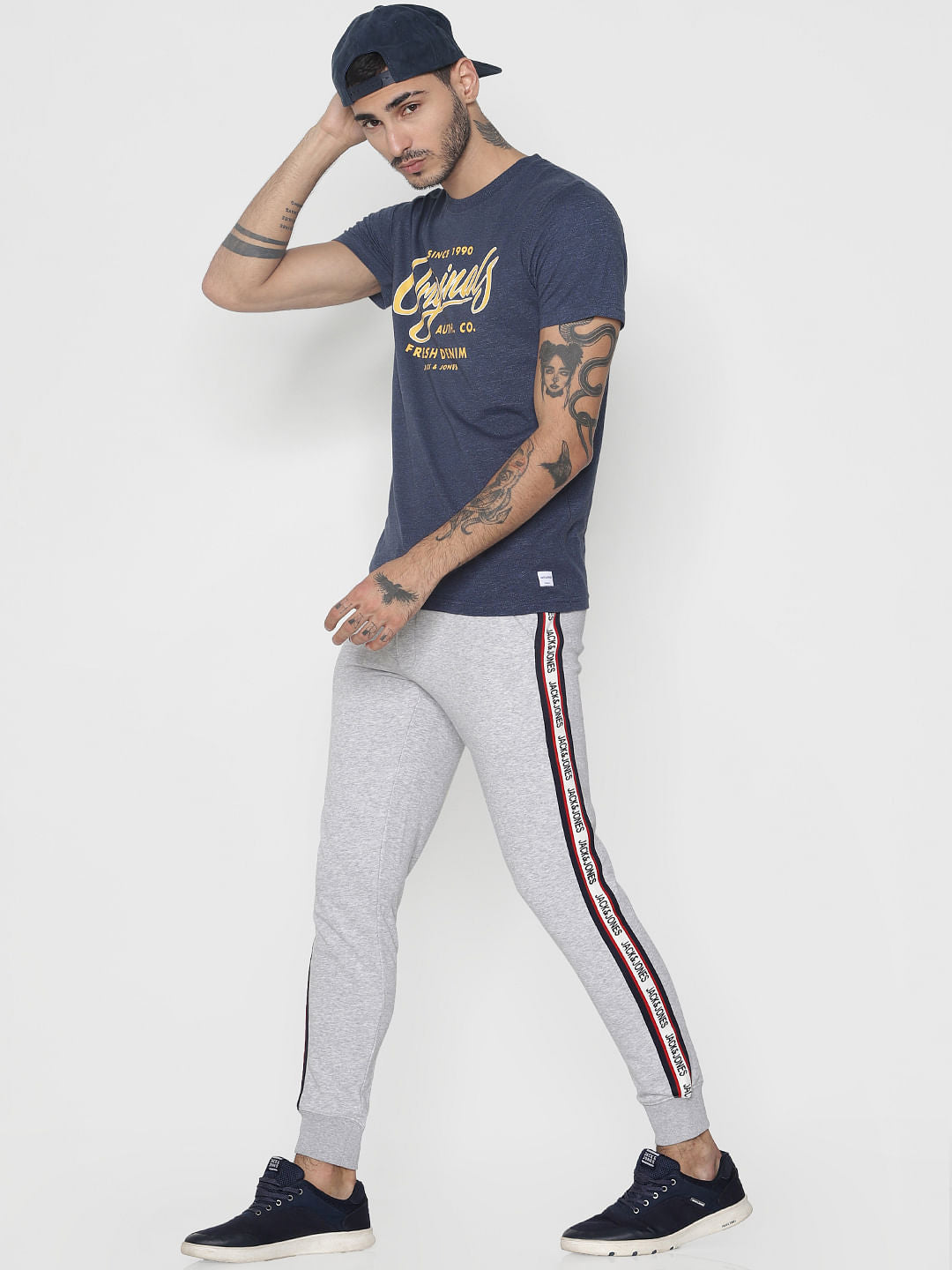 Blue Logo Print Crew Neck T-Shirt