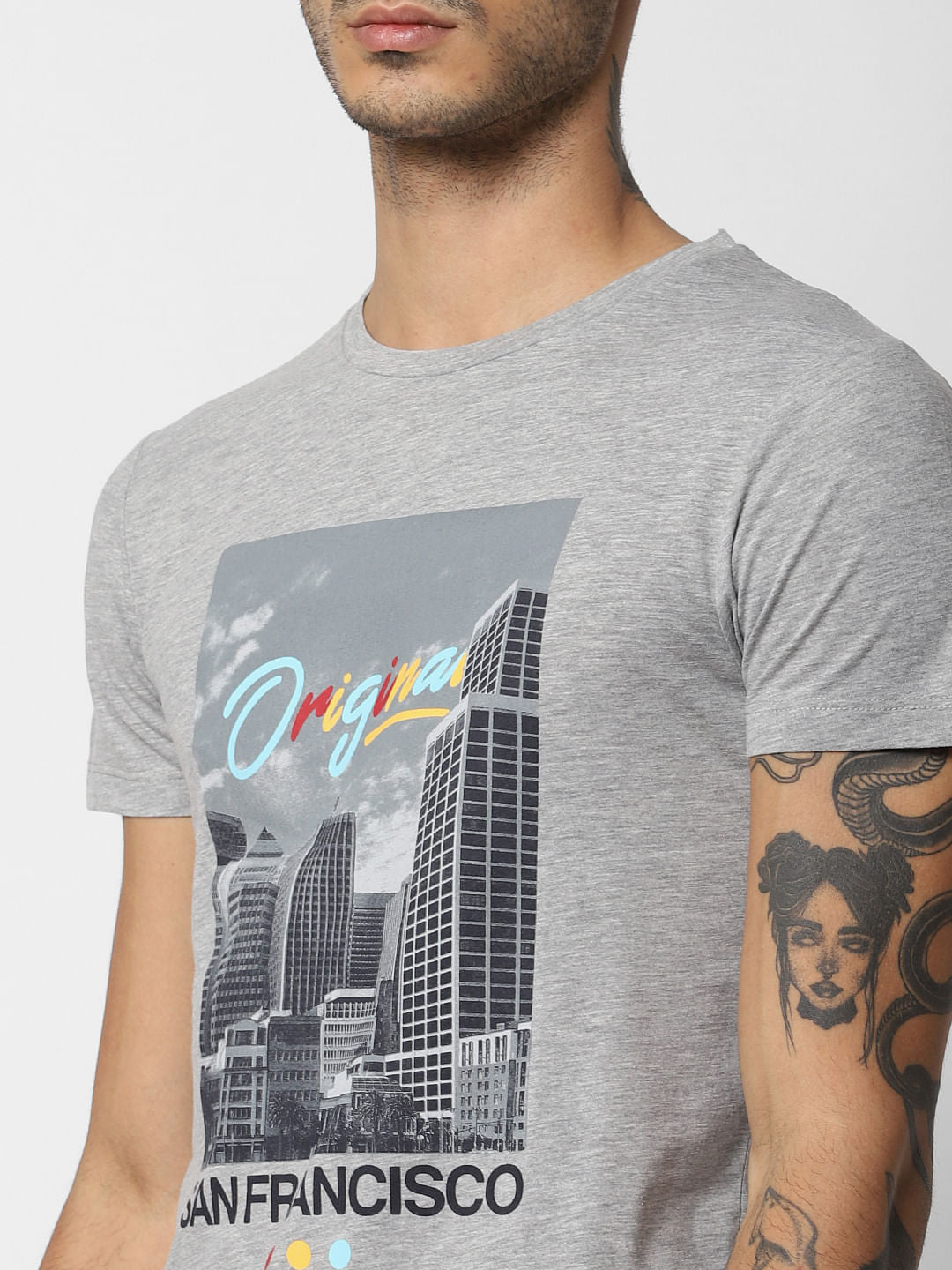 Grey City Landscape Crew Neck T-Shirt