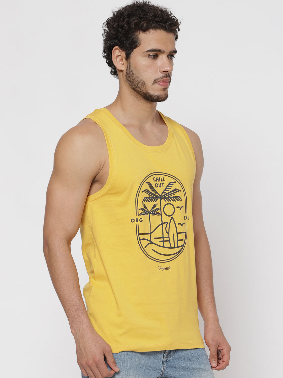 Yellow Graphic Print Tank Top